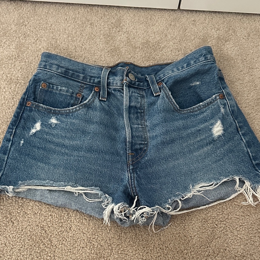 Levi's Blue Distressed Jean Shorts
